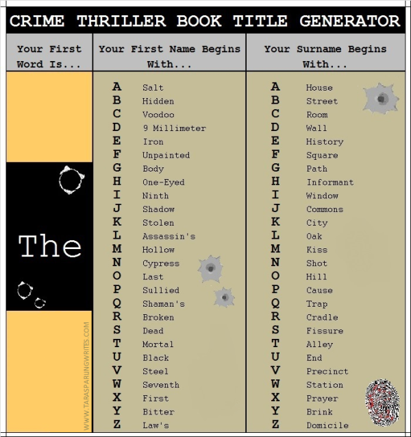 Crime Thriller Book Title Generator TaraSparlingWrites